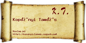 Kopányi Tamás névjegykártya